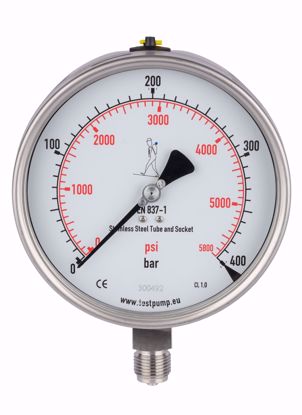 Afbeelding van 0-400 Bar Manometer, Ø150mm, 1%